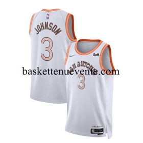 Maillot Basket San Antonio Spurs Keldon Johnson 3 Nike 2023-2024 City Edition Blanc Swingman - Homme